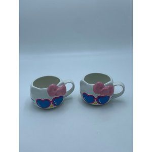 Sanrio Hello Kitty Pink Bow Heart Sunglasses Ceramic Mugs Set of 2 Mugs